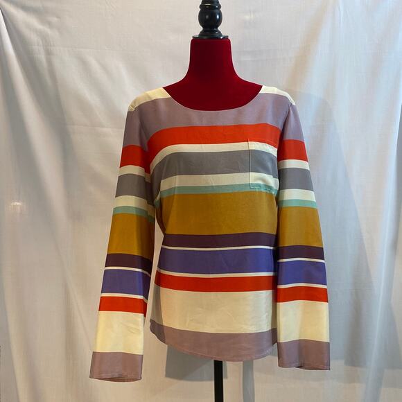 Cremieux women's striped long sleeve top size Large - polyester - gently worn - Picture 1 of 10